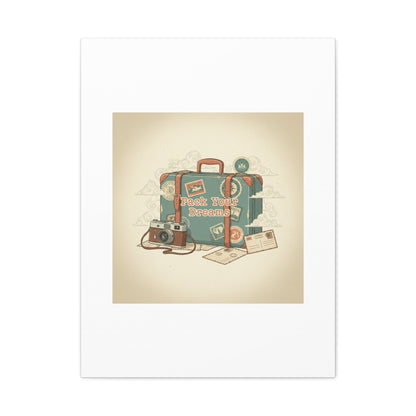 Pack Your Dreams Canvas | Retro Travel Postcard, Wanderlust Passport Stamp Art