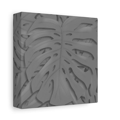 Grey Monstera Canvas Print – Botanical Wall Art