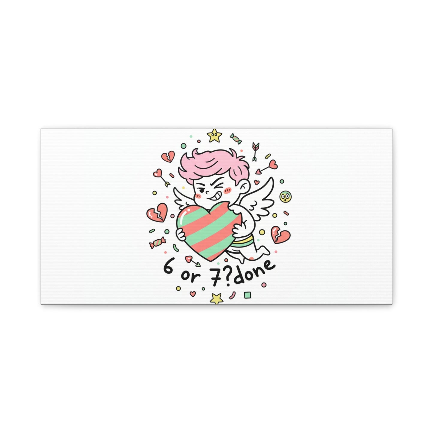 Weird Cupid heart illustration Canvas | Weird Valentine, quirky chaotic love