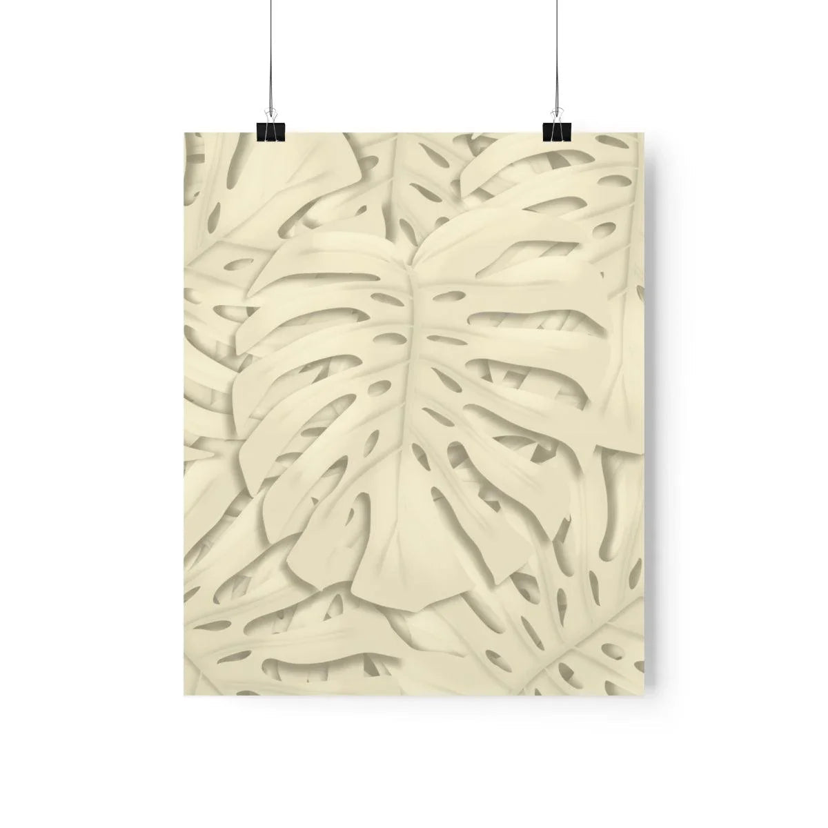 Beige Monstera Botanical Print – Unframed Wall Art