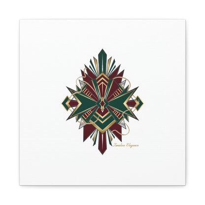 Art Deco geometric brass print Canvas | Neo-Deco chrome & gold fan motif