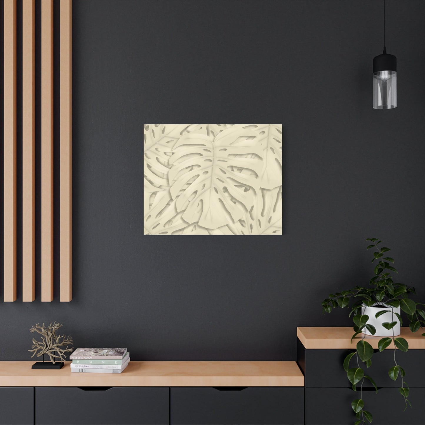 Beige Monstera Canvas Print – Botanical Wall Art