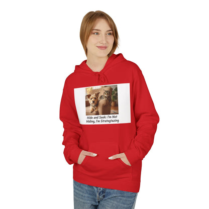 Cute Dog Meme Hoodie — "Hide and Seek; I’m Not Hiding, I’m Strategizing"