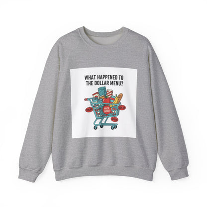What Happened to the Dollar Menu? Sweatshirt | Grocery Prices Meme, Budget Humor