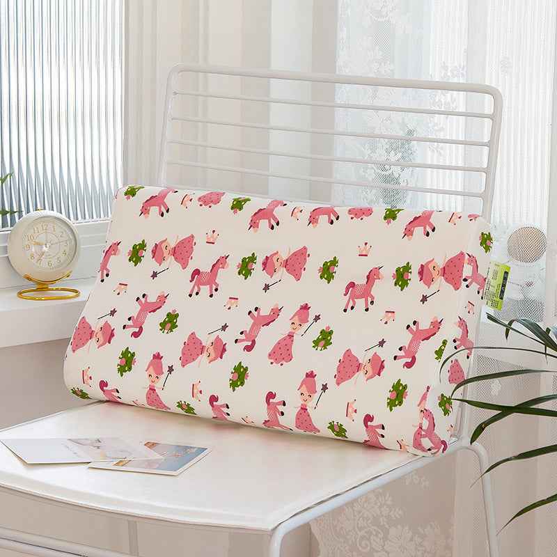 LaTeX Rebound Pillow High And Low Neck Pillow Printed Pure Cotton Children