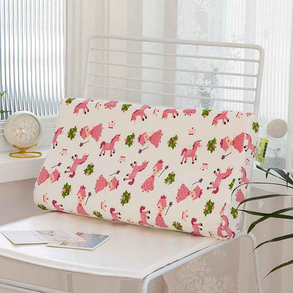 LaTeX Rebound Pillow High And Low Neck Pillow Printed Pure Cotton Children