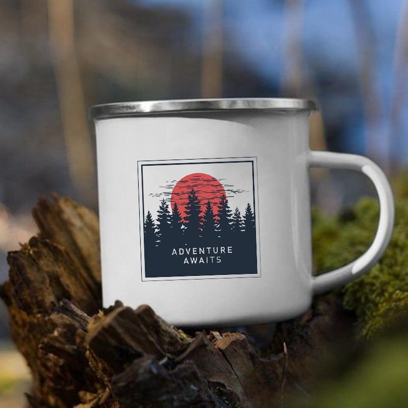 Iron Thickened Creative Pattern Enamel Mug