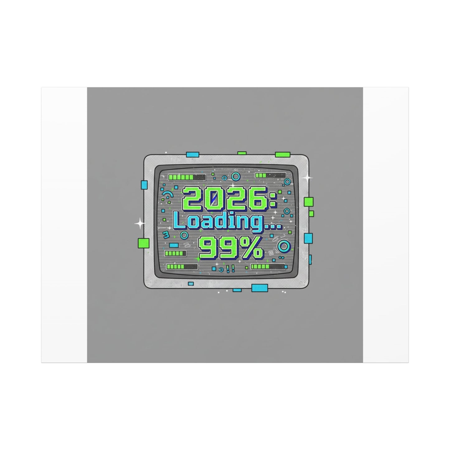2026 Loading 99% Canvas | NYE countdown, retro system interface