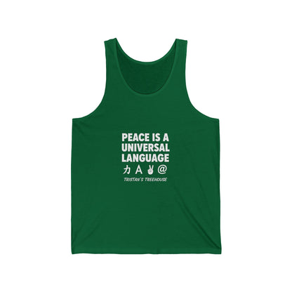 Peace Is a Universal Language Tank Top – Graphic Message Muscle Tee