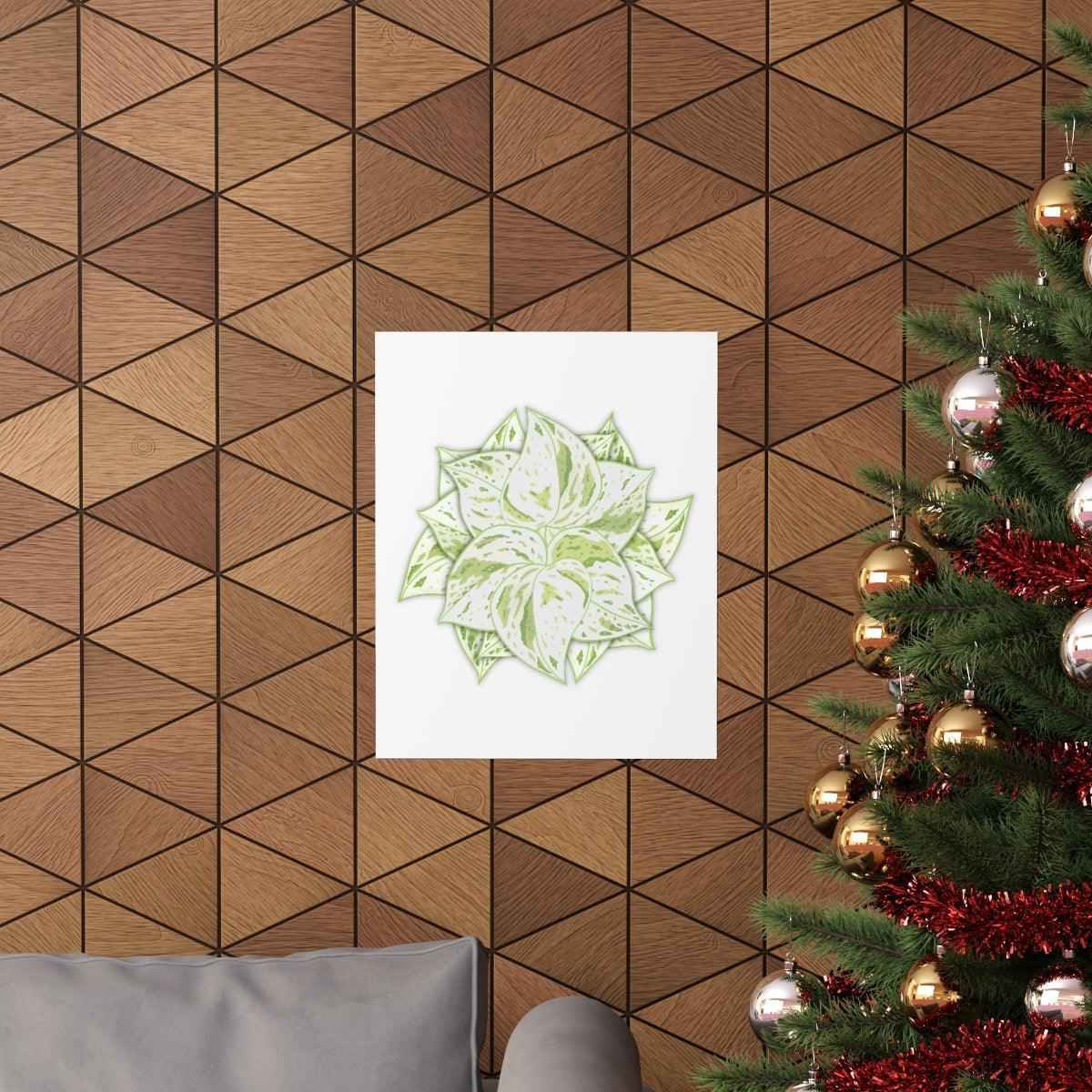 Snow Queen Pothos Botanical Print – Unframed Wall Art