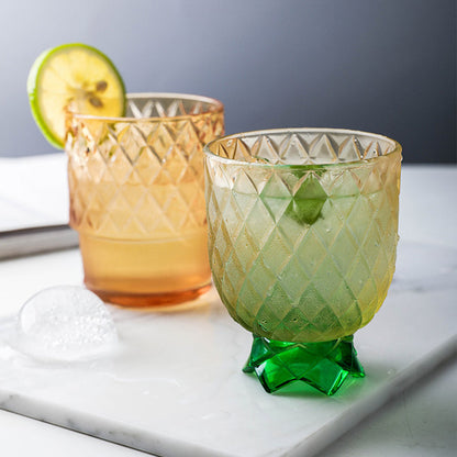Diamond Star Pineapple Shape Golden Glass Water Cup