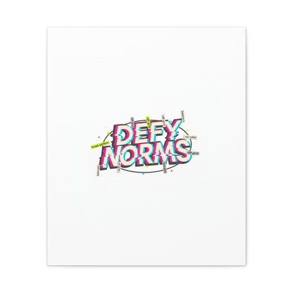 Defy Norms Canvas, Anti-Aesthetic Glitch Typography, Brutalist Poster Style
