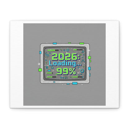 2026 Loading 99% Canvas | NYE countdown, retro system interface