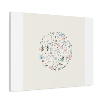 Doodle Circle Line Drawing Matte Canvas, Hand-Drawn Sketch Art