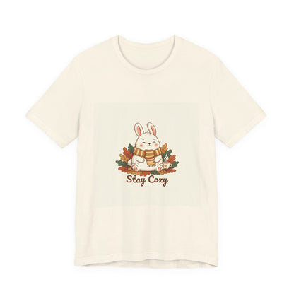 Stay Cozy Bunny T-Shirt | cute animal illustration, winter forest art