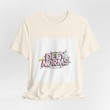 Defy Norms glitch font tee | anti-aesthetic, chaotic design shirt