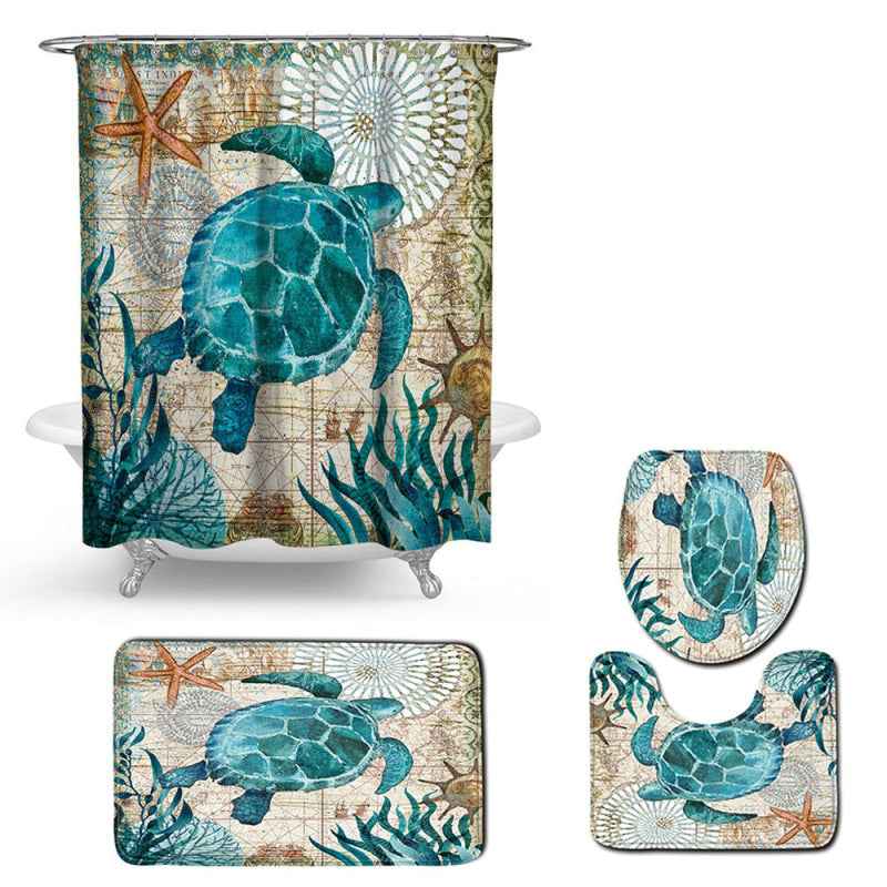 Shower curtain toilet cushion set