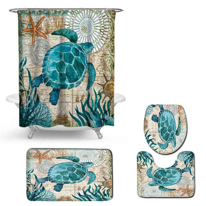 Shower curtain toilet cushion set