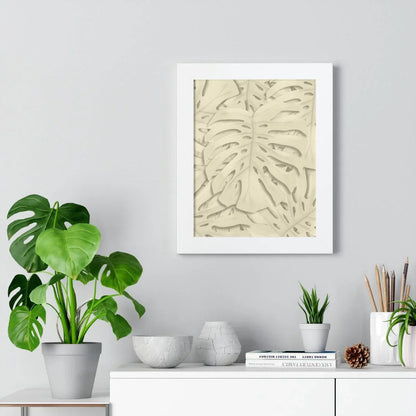 Beige Monstera Framed Print – Botanical Wall Art