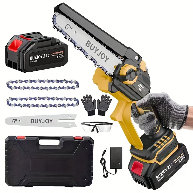 6-inch Cordless Lightweight Electric Landscaping Chainsaw w/ L-ion Battery, Chain And Fast Charger