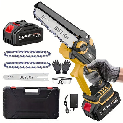 6-inch Cordless Lightweight Electric Landscaping Chainsaw w/ L-ion Battery, Chain And Fast Charger