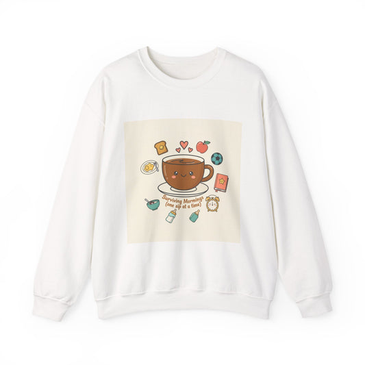 Morning Chaos Coffee Mom Sweatshirt | parenting morning humor, tired parent shirt