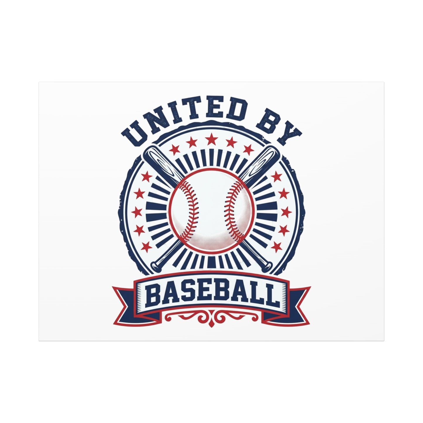 United by Baseball Canvas | Patriotic Baseball Graphic, Red White Blue Wall Art