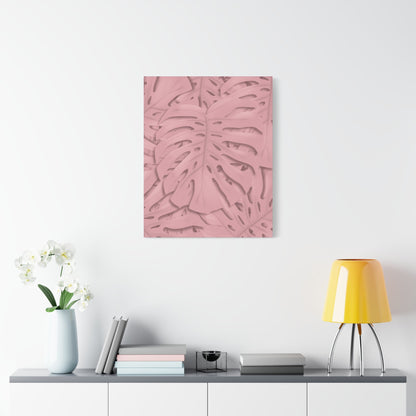 Soft Pink Monstera Canvas Print – Botanical Wall Art