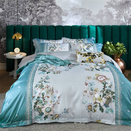 Four-piece printed long-staple cotton satin