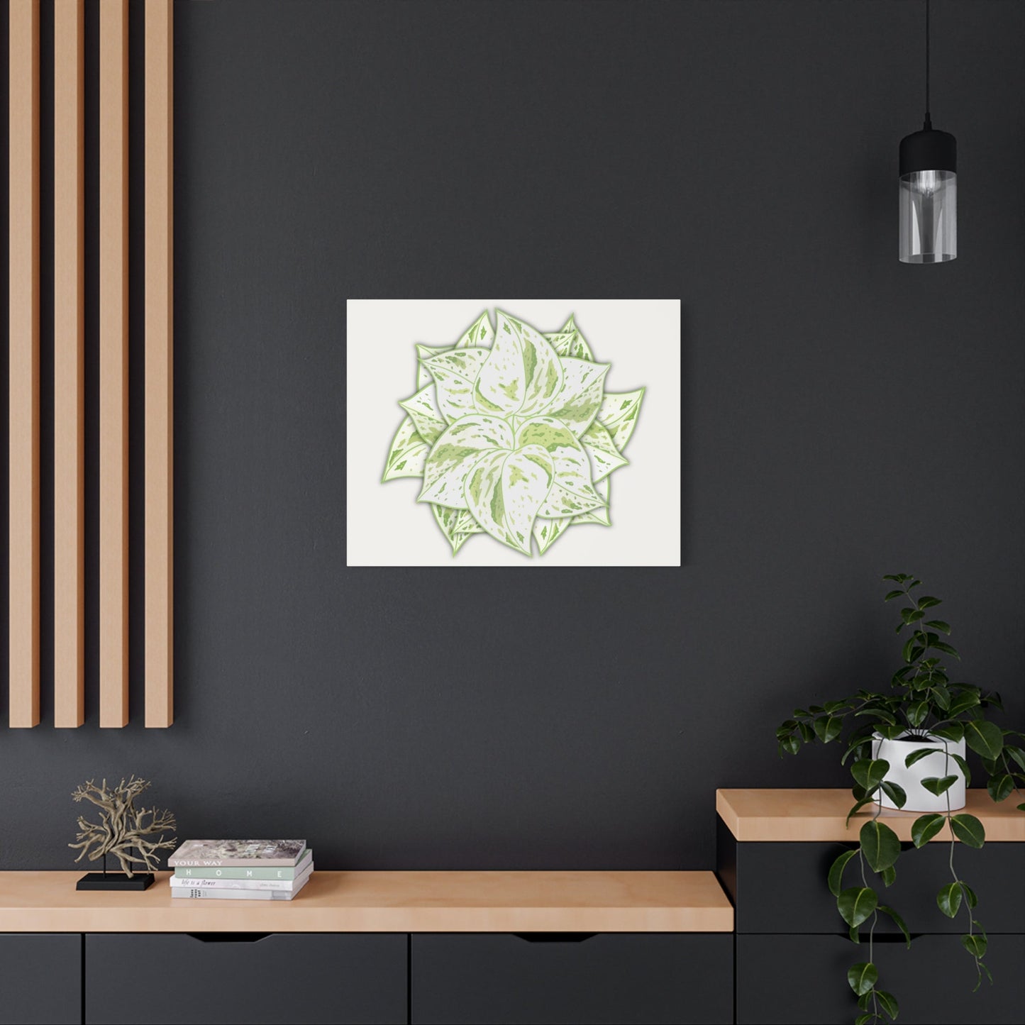Snow Queen Pothos Canvas Print – Botanical Wall Art