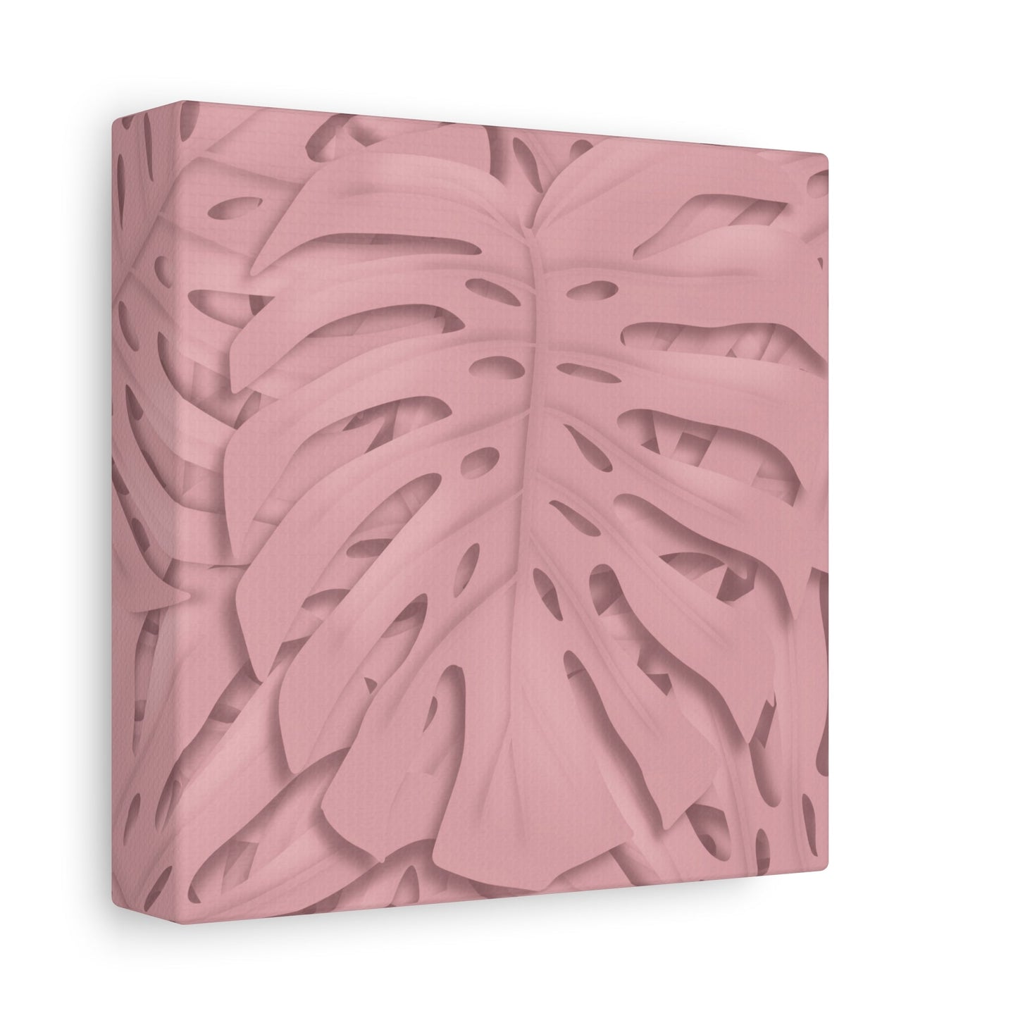 Soft Pink Monstera Canvas Print – Botanical Wall Art