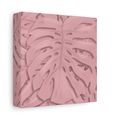 Soft Pink Monstera Canvas Print – Botanical Wall Art