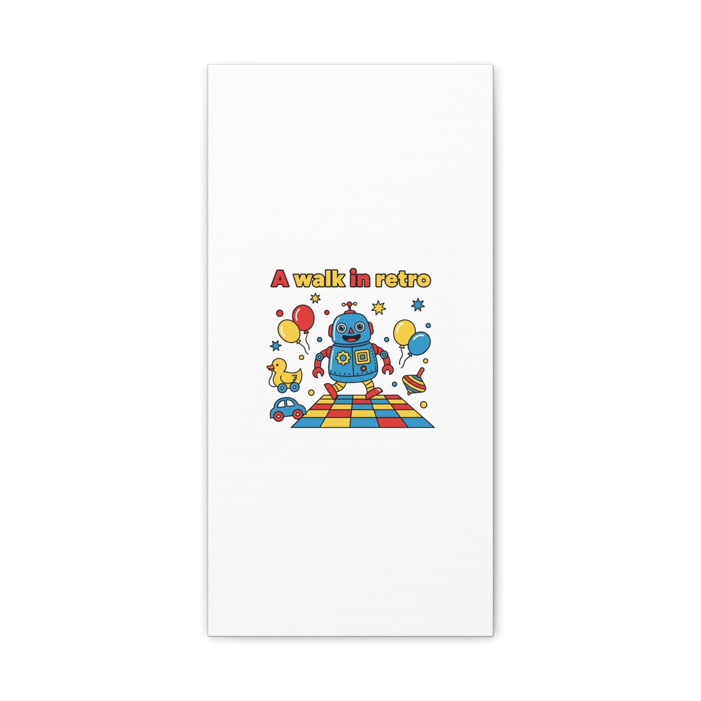 Retro Toy Robot Canvas | Throwback Kid, Primary Color Nostalgia