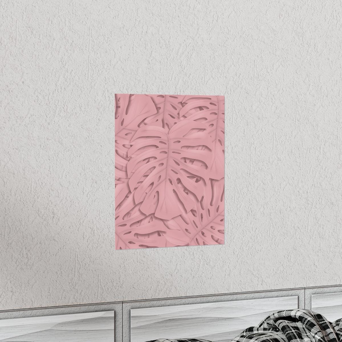 Soft Pink Monstera Botanical Print – Unframed Wall Art