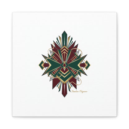 Art Deco geometric brass print Canvas | Neo-Deco chrome & gold fan motif