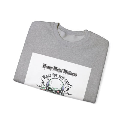Heavy Metal Wellness Skull Crewneck Sweatshirt | metal font shirt, gothic wellness quote
