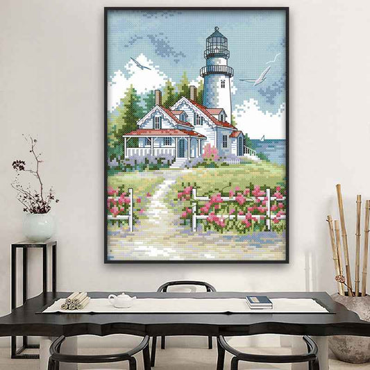 Cross stitch lighthouse decoration