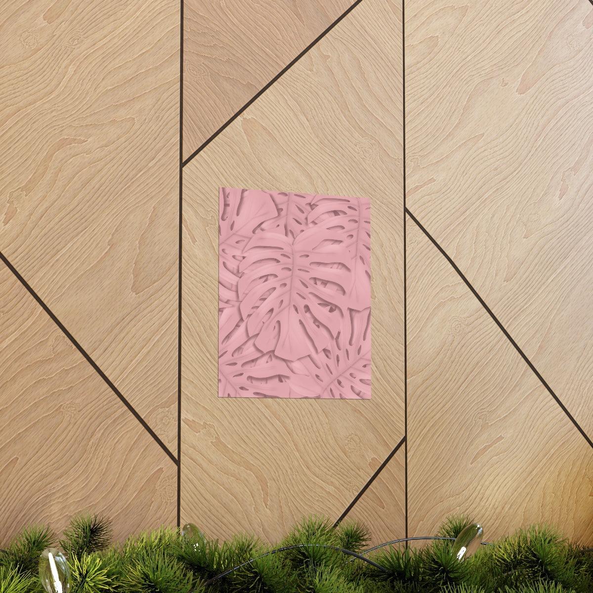 Soft Pink Monstera Botanical Print – Unframed Wall Art