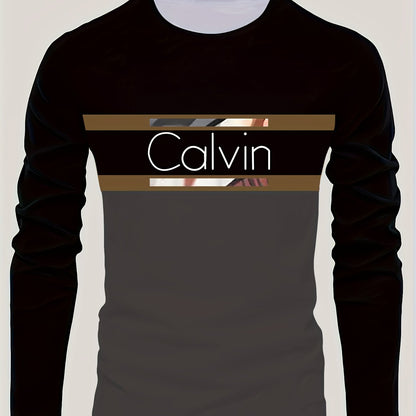 Men'S 3D Digital Printing Crew Neck Long-sleeved T-shirt | Casual Style, Slight Stretch Fabric, All Over Print, Regular Fit, Ideal for Fall/Winter, Perfect Gift for Family and Friends