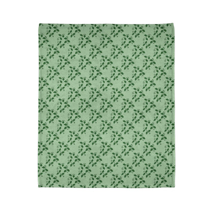 Pothos Pattern Cozy Fleece Throw Blanket