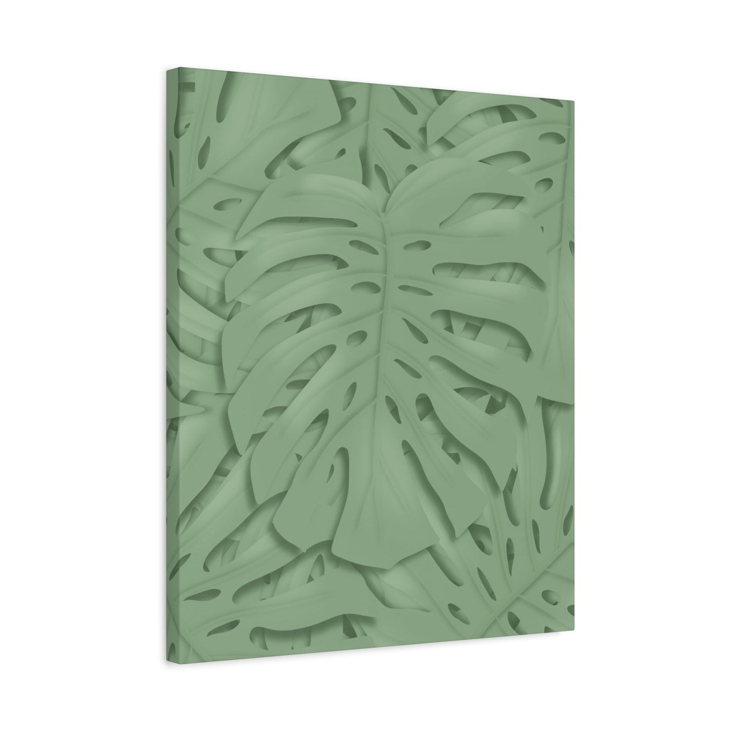 Sage Green Monstera Canvas Print – Botanical Wall Art