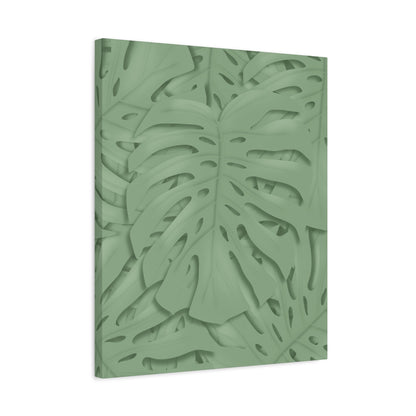 Sage Green Monstera Canvas Print – Botanical Wall Art