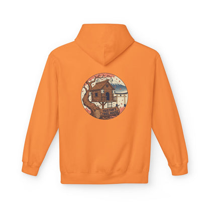 Hoodie — “Love is a Universal Language” Cozy Retro Cabin Graphic Hoodie