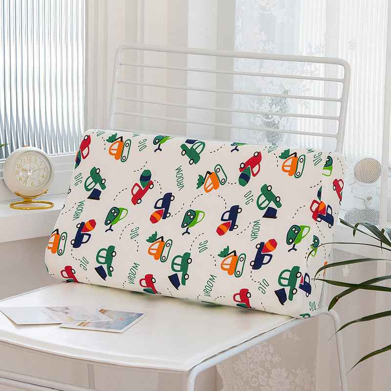 LaTeX Rebound Pillow High And Low Neck Pillow Printed Pure Cotton Children