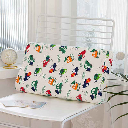 LaTeX Rebound Pillow High And Low Neck Pillow Printed Pure Cotton Children