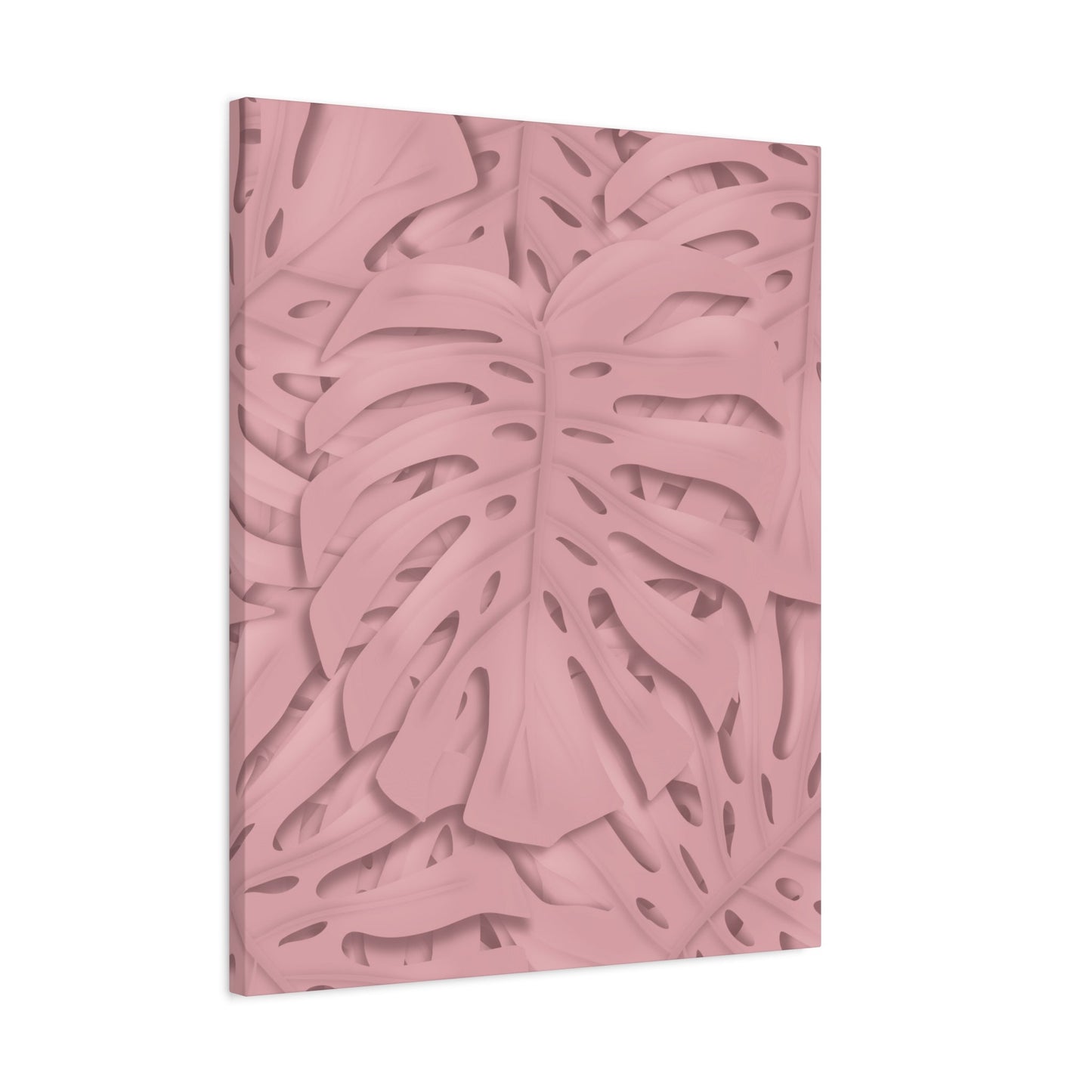Soft Pink Monstera Canvas Print – Botanical Wall Art
