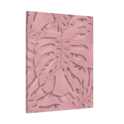 Soft Pink Monstera Canvas Print – Botanical Wall Art