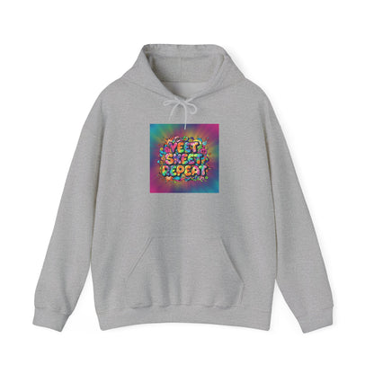 SWEET SWEET REPEAT Hoodie | slogan & glitch graphic, meme phrase