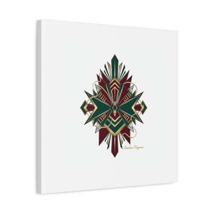 Art Deco geometric brass print Canvas | Neo-Deco chrome & gold fan motif