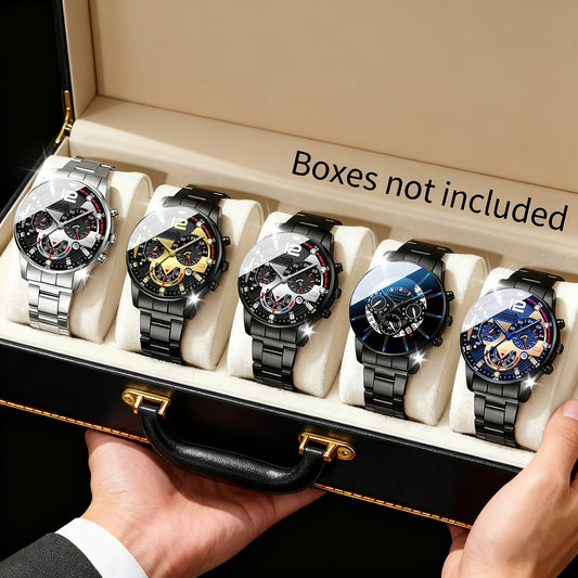 5pcs Men's Business Fashion High-End Elegant Versatile Watch Set Perfect Gift for Friends On Holidays And Birthdays Holiday Gifts Birthday Presents Elegant Design Sophisticated Timepiece Premium Materials Watch Set for Men Wr